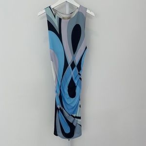 EMILIO PUCCI BLACK BLUE MULTI SLEEVELESS DRESS 37R143 SIZE IT 44 / US 10 NWTS!